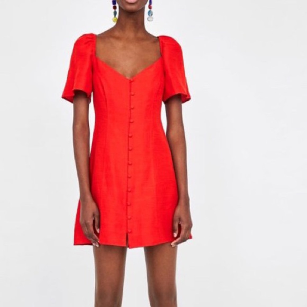 Zara Red Button Up Dress